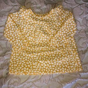 Yellow flower print long sleeve top